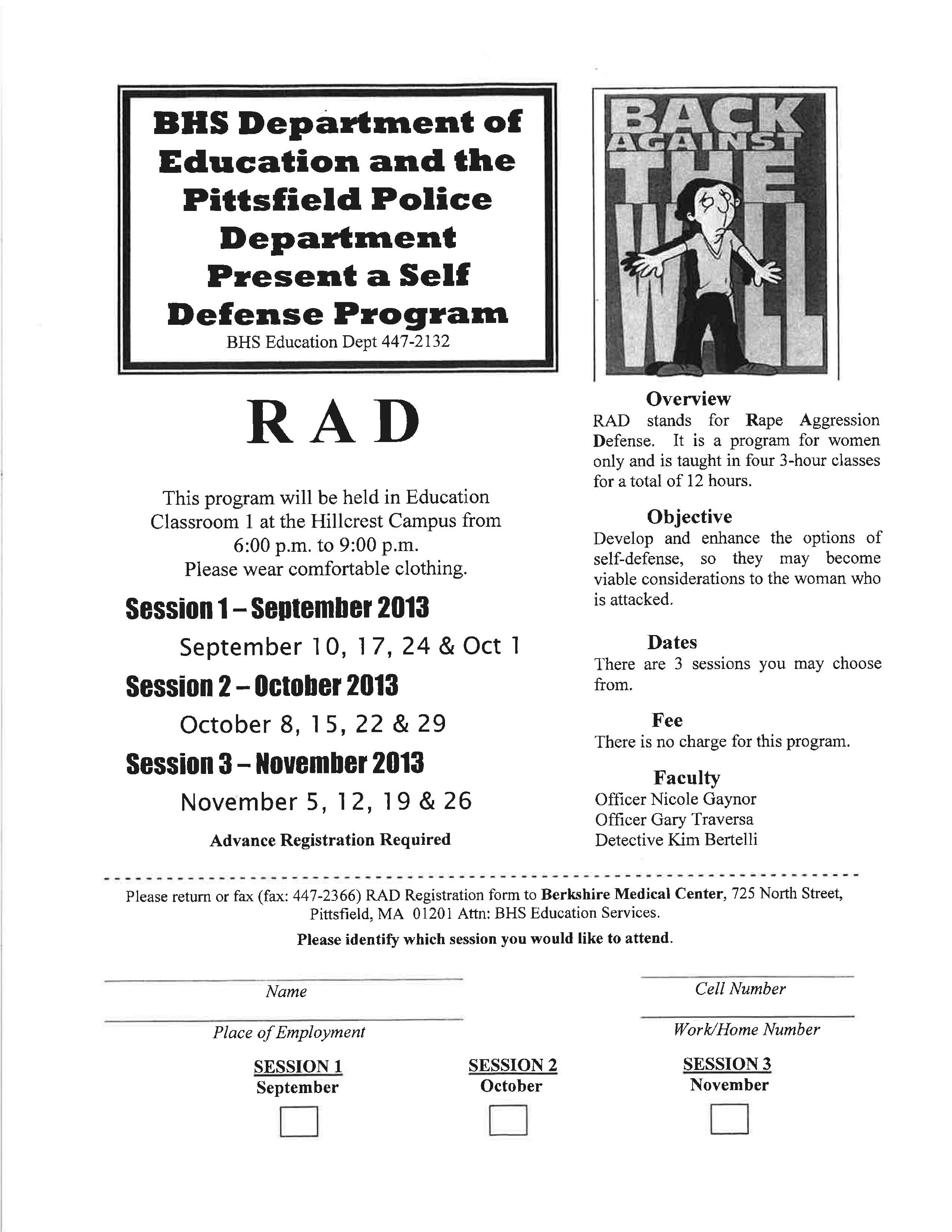 PPD and Berkshire Health Systems Self Defense Program